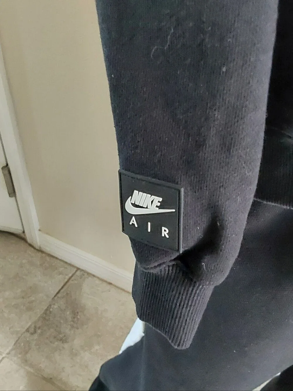 Nike  Air Fleece Tracksuit Set Black & White Hoodie Joggers Men's Size Large